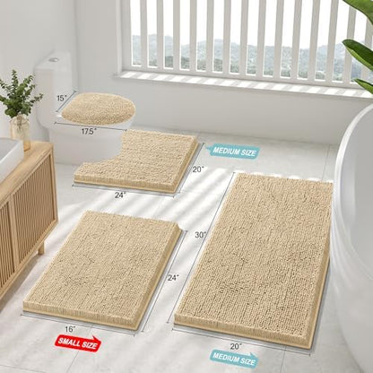 Smiry Toilet Rugs U-Shaped 24x20, Extra Soft Absorbent Contoured Bath Mat