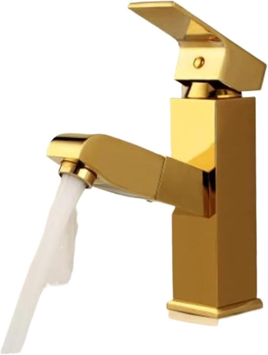 Faucet Brass Bath Set with Double Handle 2 Function Hand Shower Rotating Faucet Hot Cold Water Mixing(Black Gold-1) Faucet