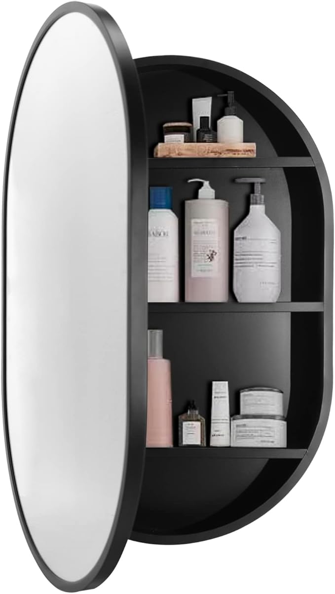 Movo 21 Inch x 31Inch Oval Medicine Cabinet Mirror Bathroom Wall Storage Cabinet Mirror Surface Mount Installation