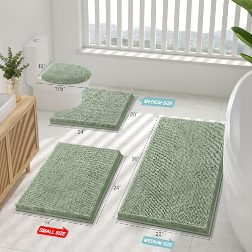 Smiry Bathroom Rugs 44X32, Luxury Chenille Extra Soft Absorbent Bath Mat