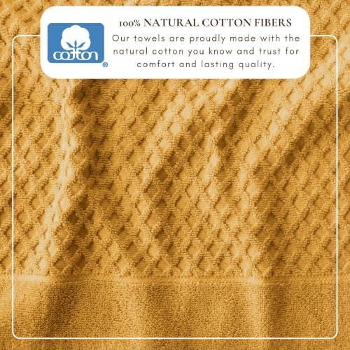 Great Bay Home Bath Towels - 100% Cotton 6 Piece Bath Sheet Set - Diamond Waffle Weave - Absorbent, Durable, Quick-Dry Towels for Bathroom (Marigold)