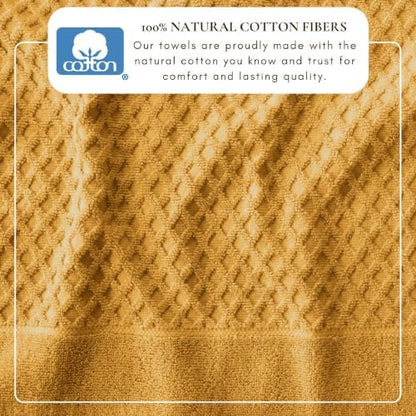 Great Bay Home Bath Towels - 100% Cotton 6 Piece Bath Sheet Set - Diamond Waffle Weave - Absorbent, Durable, Quick-Dry Towels for Bathroom (Marigold)