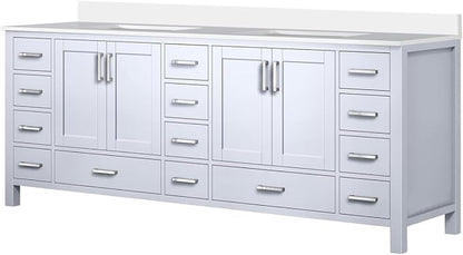 Jacques 84 in. W x 22 in. D White Double Bath Vanity and White Quartz Top