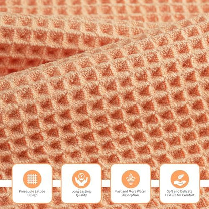 MICROFI Microfiber Waffle Bath Towels, 3 Pieces, Oversized, Soft, Absorbent, Fast Drying, Lint Free, Includes Bath, Face and Hand Towels 430 GSM