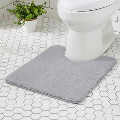 MINIDEAR Toilet Rugs 24x20 - U Shaped Dark Gray Thick Memory Foam Contour Rugs,Ultra Soft & Plush Fluffy, Non-Slip, Quick Dry, Absorbent Washable Floor Microfiber Mat for Home Decor Accessories