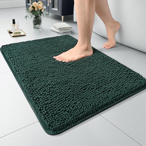 LOCHAS Luxury Bathroom Rug Shaggy Bath Mat 24 x 36 Inch, Hunter Green
