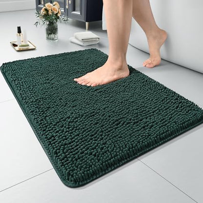 LOCHAS Luxury Bathroom Rug Shaggy Bath Mat 24 x 36 Inch, Hunter Green