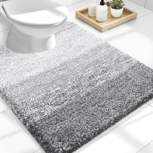 OLANLY Luxury Toilet Rugs U-Shaped 24x20, Soft Absorbent Microfiber Mat