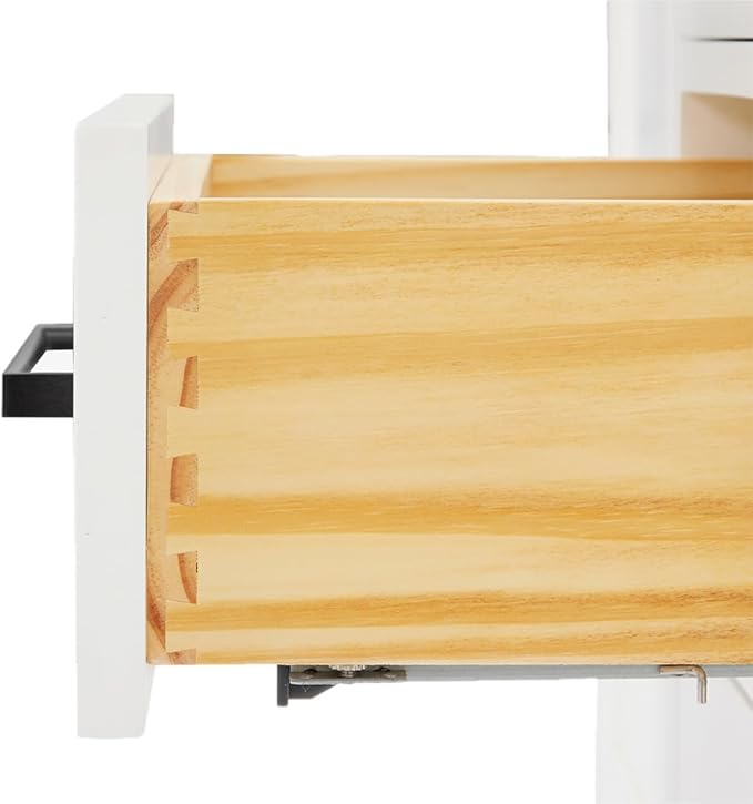 ARIEL Hepburn 42-inch Bathroom Vanity Base Cabinet,Solid Wood, 2 Soft Closing Doors, 5 Dovetail Drawers, White