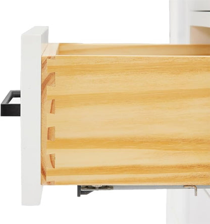 ARIEL Hepburn 42-inch Bathroom Vanity Base Cabinet,Solid Wood, 2 Soft Closing Doors, 5 Dovetail Drawers, White