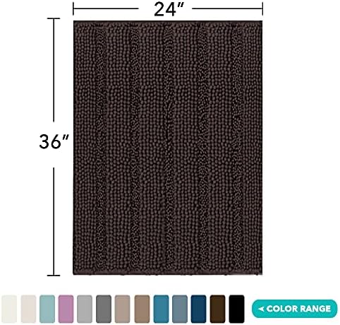 Turquoize Chenille Bath Rugs Shaggy Bathroom Rugs Non Slip Bath Mat for Bathroom 24 x 36 Brown Bath Rug for Bath Room Extra Soft and Absorbent Area Rug, 24"x 36", Brown