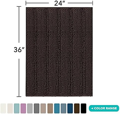 Turquoize Chenille Bath Rugs Shaggy Bathroom Rugs Non Slip Bath Mat for Bathroom 24 x 36 Brown Bath Rug for Bath Room Extra Soft and Absorbent Area Rug, 24"x 36", Brown
