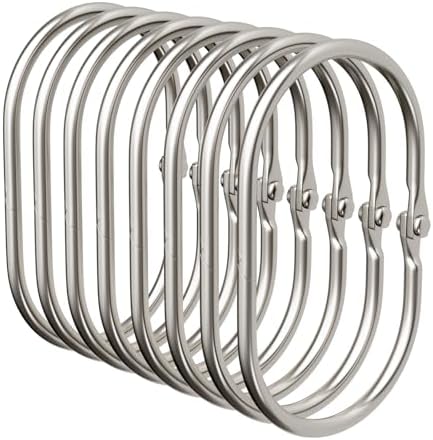 Bathway Shower Curtain Rings, Shower Curtain Hooks 12 Pcs Anti-Drop Shower Rings for Curtain, Metal Shower Curtain Rings Rust Proof, Brushed Nickel Shower Hooks for Shower Curtain Rod Bathroom