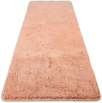 Yeaban Chenille Dusty Pink Bathroom Runner Rug 24"x60"