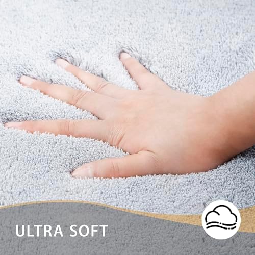 MINIDEAR Bathroom Rugs 32x20 Light Gray - Thick Memory Foam Bath Mat, Ultra Soft & Plush Fluffy, Non-Slip, Quick Dry, Absorbent Washable Floor Microfiber Mat for Tub, Home Decor Accessories