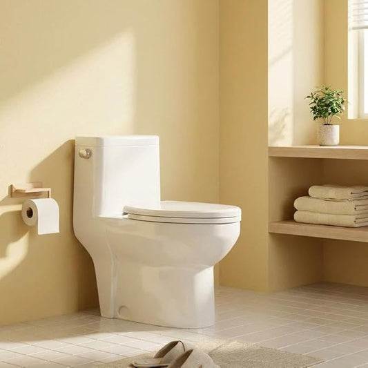 One Piece Toilet, Ceramic Design, Soft Closing PP Toilet Cover, Easy Clean Surface, Water Efficient Flush, Compact Durable Build
