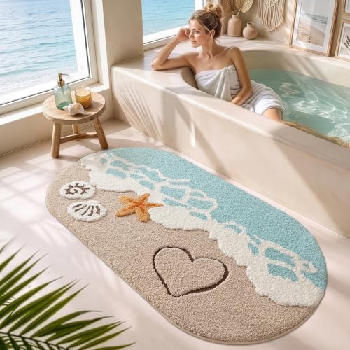 LUMI Beach Bathroom Rug Soft Microfiber Absorbent Bath Mat 30x60