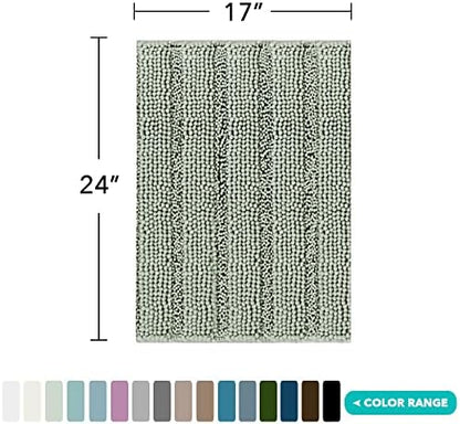 Turquoize Small Bathroom Rug 17x24, Soft Absorbent Chenille Bath Rug, Sage