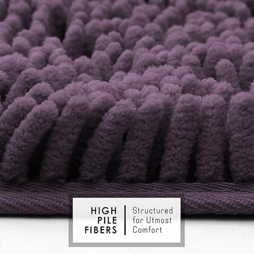 Hearth & Harbor Bathroom Rugs, Chenille Bath Mat - Machine Washable Bath Mats for Bathroom Non-Slip Backing Rubber, Quick Dry Bathroom Mat