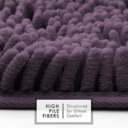 Hearth & Harbor Bathroom Rugs, Chenille Bath Mat - Machine Washable Bath Mats for Bathroom Non-Slip Backing Rubber, Quick Dry Bathroom Mat