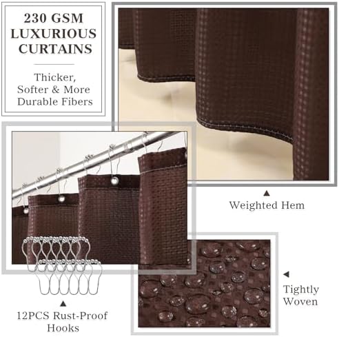 Bathroom Accessories Set 25 PCS, Brown Shower Curtains Set