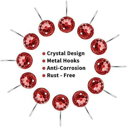 Red Diamond Crystal Bling Shower Curtain Hooks Rings for Bathroom,12PCS