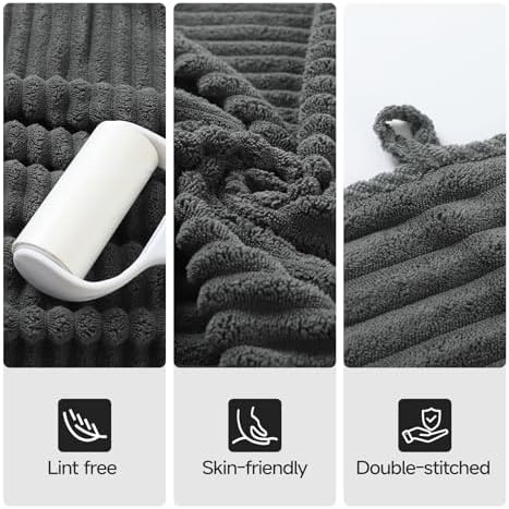 REDKISS Charcoal Gray Bath Towels Set 8 Piece - Microfiber Bathroom Towels of 8 Large, Highly Absorbent Bath Towel, Soft Shower Towel for Bathroom, 2 Bath Sheet 2 Hand 2 Washcloths 2 Hair Towel Wrap