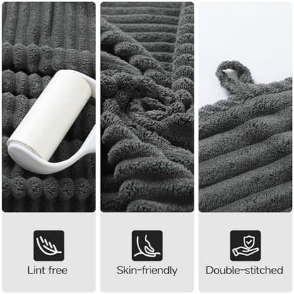 REDKISS Charcoal Gray Bath Towels Set 8 Piece - Microfiber Bathroom Towels of 8 Large, Highly Absorbent Bath Towel, Soft Shower Towel for Bathroom, 2 Bath Sheet 2 Hand 2 Washcloths 2 Hair Towel Wrap