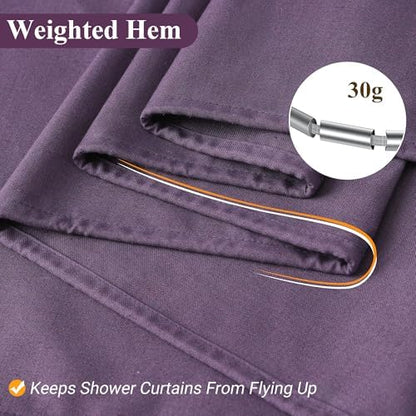Naturoom Linen Shower Curtain 36x72 Inch for Bathroom Purple 1 Panel