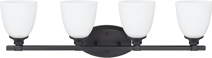 Aspen Creative 62213, Four-Light Metal Bathroom Vanity Wall Light Fixture, 30-3/4" Wide, Transitional Design in Oil Rubbed Bronze