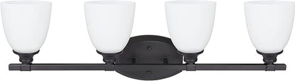 Aspen Creative 62213, Four-Light Metal Bathroom Vanity Wall Light Fixture, 30-3/4" Wide, Transitional Design in Oil Rubbed Bronze