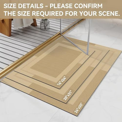 YDKGL Non Slip Bath Mat Thin Bathroom Rugs Fit Under Door Brown 16"x 24"