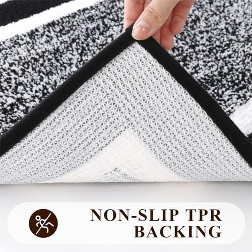 Pauwer Bathroom Rugs Sets 2 Piece, Non Slip Washable Bath Mat, Black