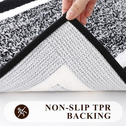 Pauwer Bathroom Rugs Sets 2 Piece, Non Slip Washable Bath Mat, Black