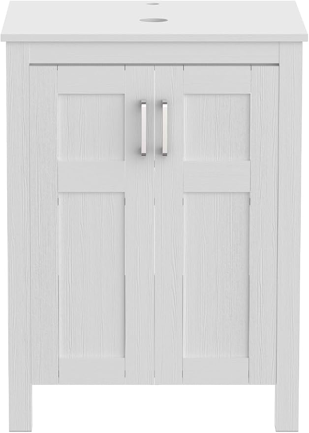 YOURLITE Bathroom Vanity, 24" Modern White Bathroom Cabinet