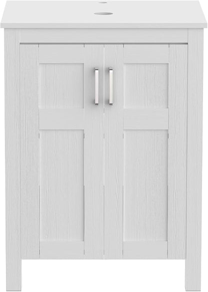 YOURLITE Bathroom Vanity, 24" Modern White Bathroom Cabinet