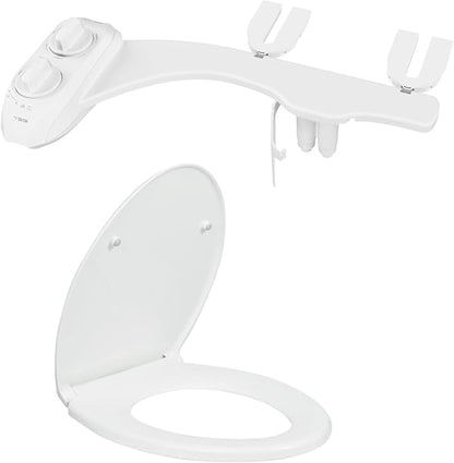 LUXE Bidet NEO 185 Plus White and LUXE Elongated Toilet Seat Bundle