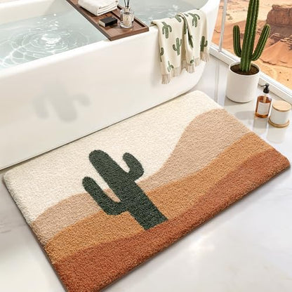 LUMI Cactus Bathroom Rug 24x36 Soft Absorbent Bath Mat, Non Slip
