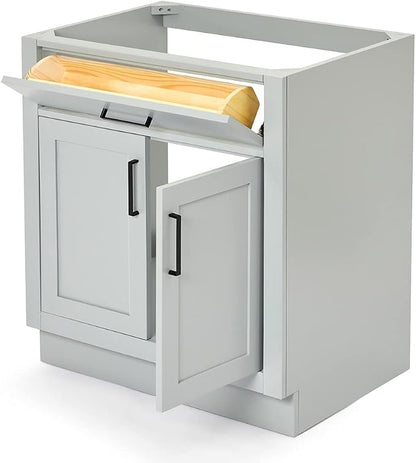 ARIEL Hepburn 30-inch Bathroom Vanity Base Cabinet,Solid Wood, 2 Soft Closing Doors, 1 Dovetail Drawers, Grey