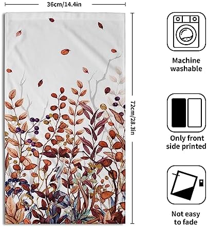 Fall Eucalyptus Hand Towels for Bathroom Set of 2, Orange Blue Gold Leaf Plants Botanical Luxury Towels Soft Quick Dry Super Absorbent Bath Room Kitchen Decor 28 X 14 inch