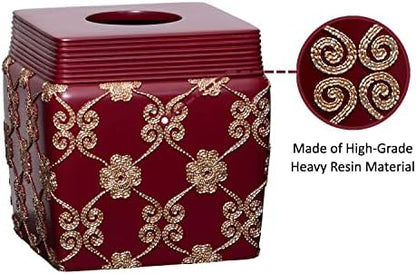 Zahari Home 2pc Elegant Rose Luxury Bathroom Accessories Set Modern Shower Basket & Tissue Box Classic Luxury Contemporary Decor Beautiful Unique Design Stylish Bathroom Accessories Set