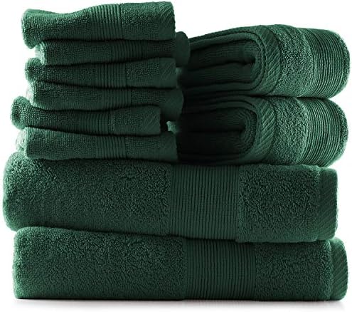 Hearth & Harbor Bath Towels for Bathroom - 100% Ring Spun Cotton Luxury Bathroom Towels - Ultra Soft & Highly Absorbent, Bath Towels Set of 10 - Hunter Green