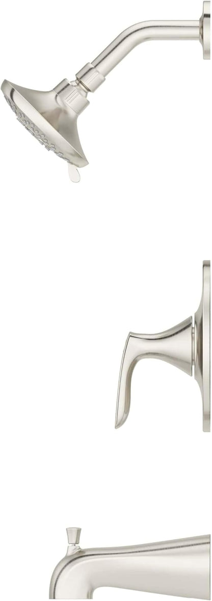 Pfister Weller Tub and Shower Trim Kit (Valve Sold Separately), Single Handle, Brushed Nickel Finish, LG898WRK