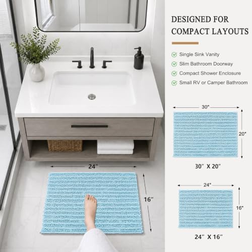 Arotive Bathroom Rugs Mat 24x16, Soft Absorbent Chenille Shaggy Bath Mat