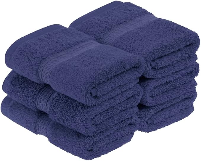 Superior Egyptian Cotton Plush & Absorbent, Face Towel Set of 6, Navy Blue | Quick Dry, Soft Luxury Towel Set, Bath Essentials for Bathroom, Guest Bath, Spa, 2 Piece Face, Madeline Towels