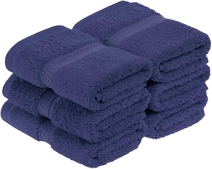 Superior Egyptian Cotton Plush & Absorbent, Face Towel Set of 6, Navy Blue | Quick Dry, Soft Luxury Towel Set, Bath Essentials for Bathroom, Guest Bath, Spa, 2 Piece Face, Madeline Towels