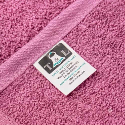 Towel and Linen Mart Cotton White 6 Pack Bath Towel Set,Quick Dry,Absorbent,Light Weight, Soft Feel, Premium Towels for Hotel, Spa and Bathroom (24 x 48) (Pink, 24 X 48 6 Pack)