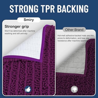 Smiry Bathroom Rugs 24X16, Extra Soft Rubber Backing Chenille Bath Mats