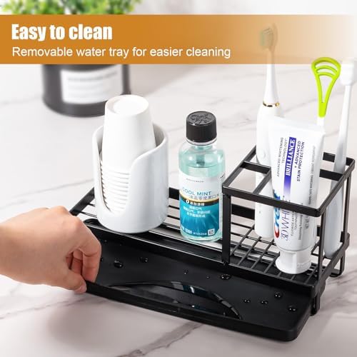 Toothbrush Holders Toothpaste Organizer Bathroom Accessories, Matte Black