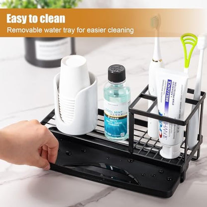 Toothbrush Holders Toothpaste Organizer Bathroom Accessories, Matte Black